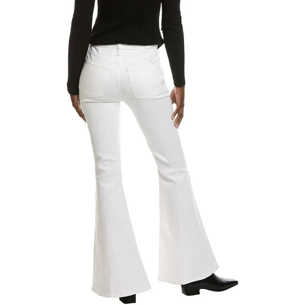 7 FOR ALL MANKIND 29‎ Megaflare High Rise Jeans Denim Clean White NWT $228